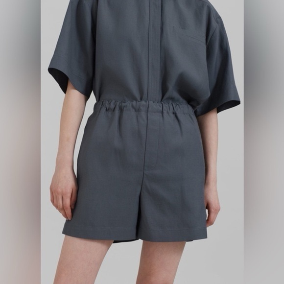 LouLou Studio de Saison Seto Slub-Texture Shorts Grey Size Small - Picture 3 of 12